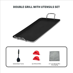 Smartcook 19" 5Pc Double Burner Grill Pan/Grill Pan and Utensil Set