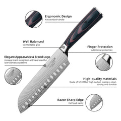 SmartCook 7" High Carbon Stainless Steel Kitchen Knife with Sheath – Multi-Purpose, Ergonomic Design
