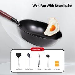 Smartcook 7 PC Set of 11" Stone Coated Wok and Utensils