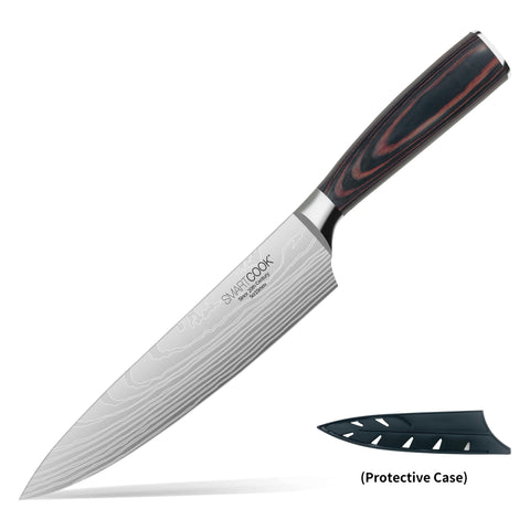 SmartCook 8" High Carbon Stainless Steel Kitchen Knife with Sheath – Multi-Purpose, Ergonomic