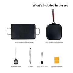 SmartCook Square Frying Pan/Double Burner Carbon Steel with Cutlery Set