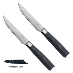 SmartCook Set of 2 – 4.5" High Carbon Stainless Steel Steak Knives with Sheaths, Ergonomic Design