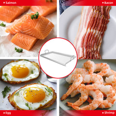 Rectangular Stainless Steel Grill Pan | Outdoor BBQ Cookware, Easy to Clean