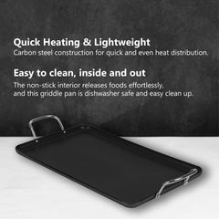 SmartCook Square Frying Pan/Double Burner Carbon Steel with Cutlery Set