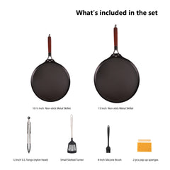 SmartCook 10" and 13" Non-Stick Carbon Steel Frying Pan and Cutlery Set