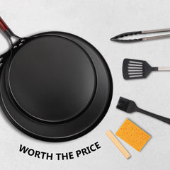 SmartCook 10" and 13" Non-Stick Carbon Steel Frying Pan and Cutlery Set