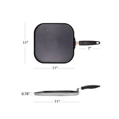 SmartCook 11" Non-Stick Square Aluminum Frying Pan/Grill Pan with Cutlery 12Pc Set