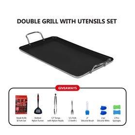 SmartCook Double Burner  Non-Stick Fry Pan/Grill Pan and Utensil 15 Pc Set