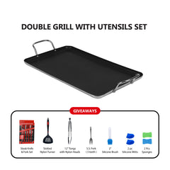 SmartCook Double Burner  Non-Stick Fry Pan/Grill Pan and Utensil 15 Pc Set