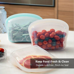 Smartcook 3 pcs Reusable Silicone Food Storage Bags, Food Storage Containers, BPA Free