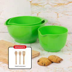 Smartcook Nesting Mixing Bowl Set with Bamboo Utensils - 3 Piece Prep Bowls