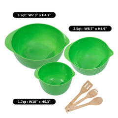 Smartcook Nesting Mixing Bowl Set with Bamboo Utensils - 3 Piece Prep Bowls