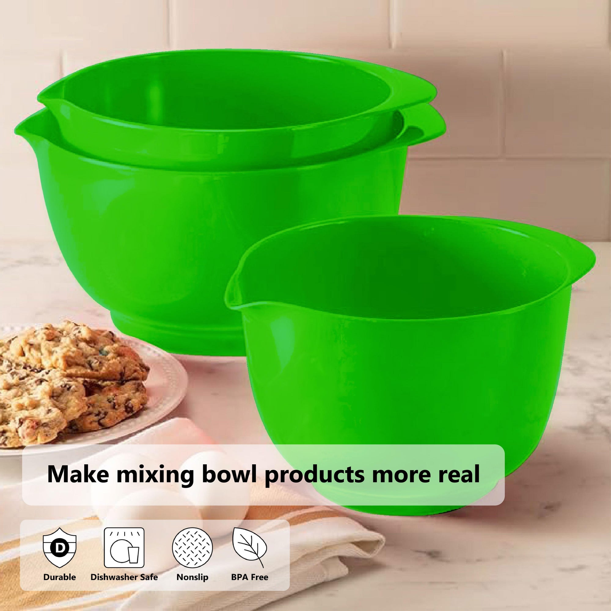 Smartcook Nesting Mixing Bowl Set with Bamboo Utensils - 3 Piece Prep ...