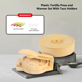 Smartcook Plastic Tortilla Press  6.5"  and Warmer  8"  Set With Taco Holders