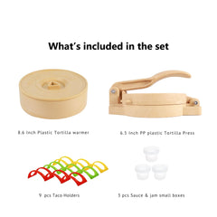 Smartcook Plastic Tortilla Press  6.5"  and Warmer  8"  Set With Taco Holders