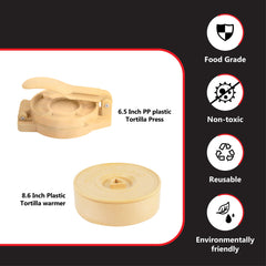 Smartcook Plastic Tortilla Press  6.5"  and Warmer  8"  Set With Taco Holders
