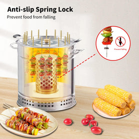 Charcoal Barrel BBQ Grill Set w/ Skewers & Rolling Basket | For Veggies & Meat