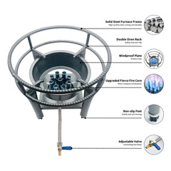 Portable Single Burner Gas Stove | Propane Cooker for BBQ, Stir-Fry & Steaming