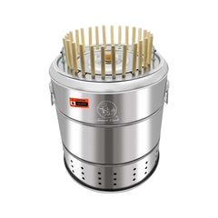 Charcoal Barrel BBQ Grill w/ Skewers & Basket | Stainless Mesh for Meat & Veggies