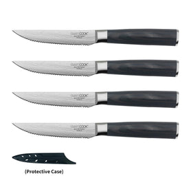 SmartCook Set of 4 – 4.5" High Carbon Stainless Steel Steak Knives with Sheaths, Ergonomic