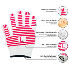 smartcook 2pcs heat resistant (up to 650°F / 350°C) nylon gloves for men and women and anti-scalding silicone gloves (one pair for each)